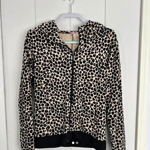 Juicy Couture Black and Cream Animal Print Hoodie Like New Condition Large